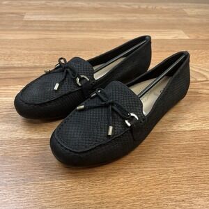 Aldo Adrerinia Bow Flats Loafers Black Suede Shoes Women's Size 8 NEW